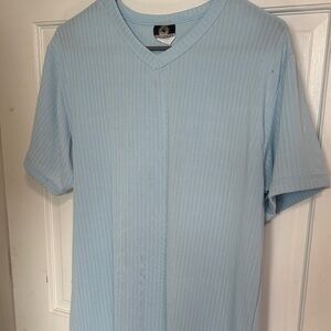 solo Light Blue V-Neck Ribbed Short Sleeve Tee